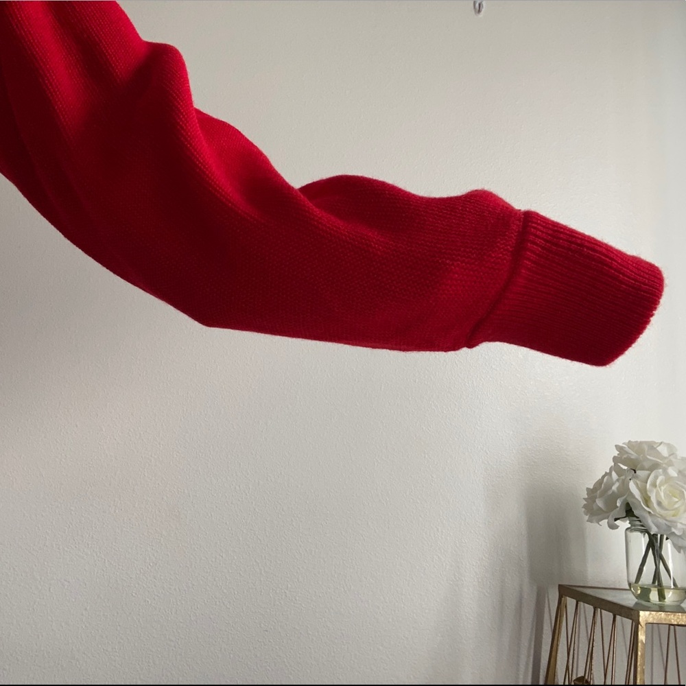 RED V-NECK SWEATER - Picture 3 of 5